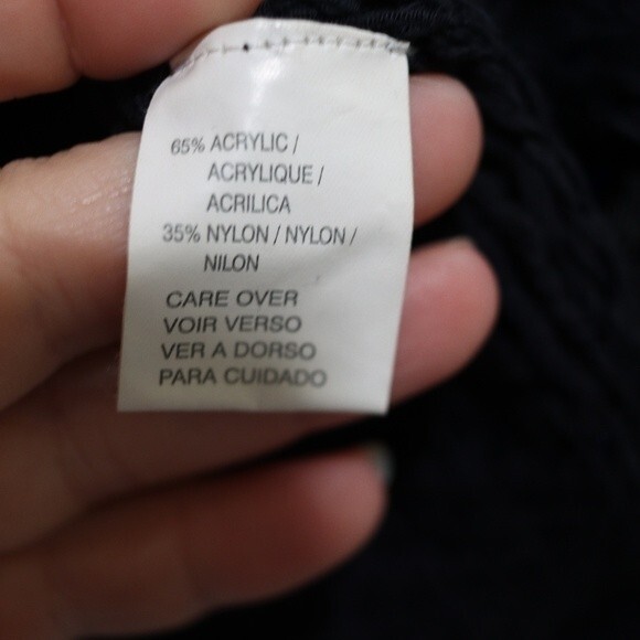 Anne Klein Black Open Weave Knit Sweater With Tie Side LG - Picture 13 of 14